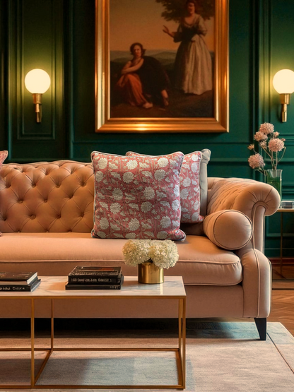 RHEVA BLOOM CUSHION DUSTY ROSE 20 x 20 IN