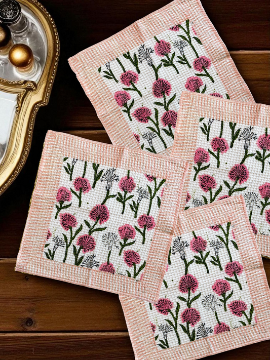 ROSELLE BLOOM HAND TOWEL BLUSH PINK (Set of 4)