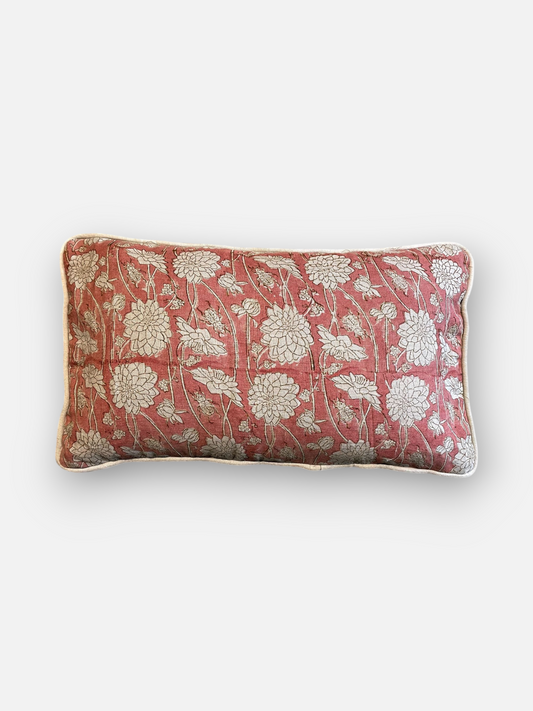 RHEVA BLOOM LUMBER CUSHION DUSTY ROSE 20 x 12 IN