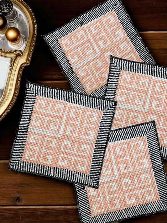 DELONA WAFFLE HAND TOWEL BLUSH ORANGE (SET OF 4)