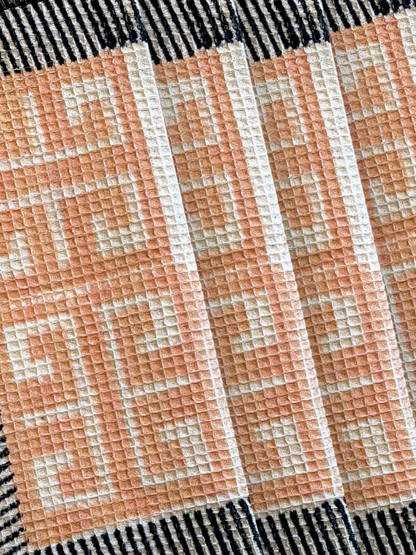 DELONA WAFFLE HAND TOWEL BLUSH ORANGE (SET OF 4)
