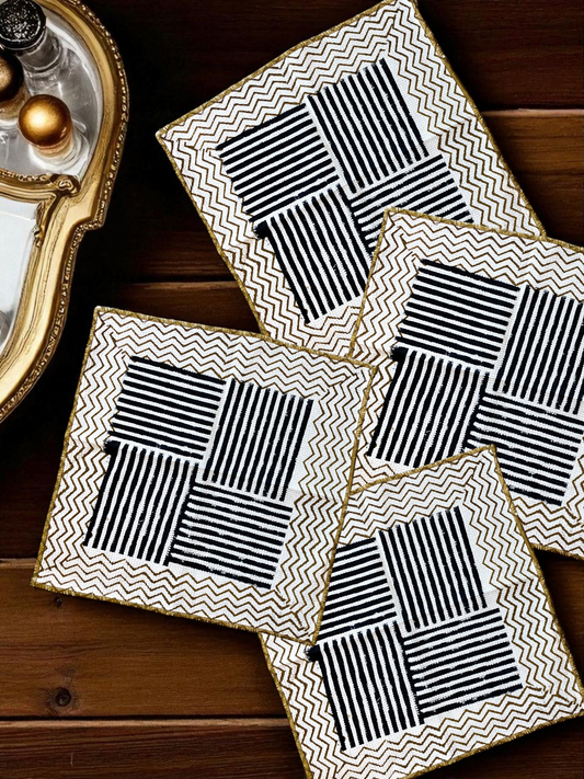 RIDGE WAFFLE HAND TOWEL BLACK (SET OF 4)
