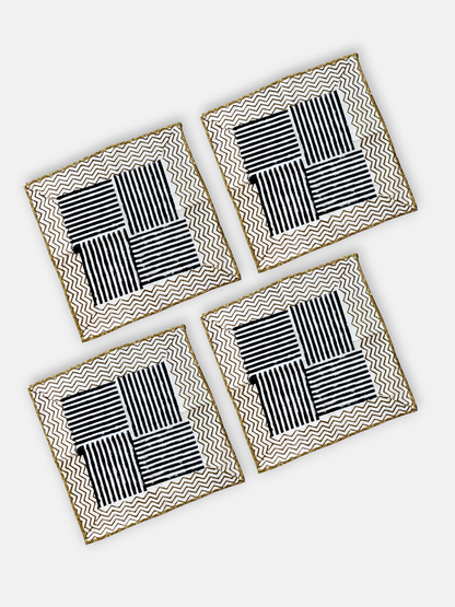 RIDGE WAFFLE HAND TOWEL BLACK (SET OF 4)
