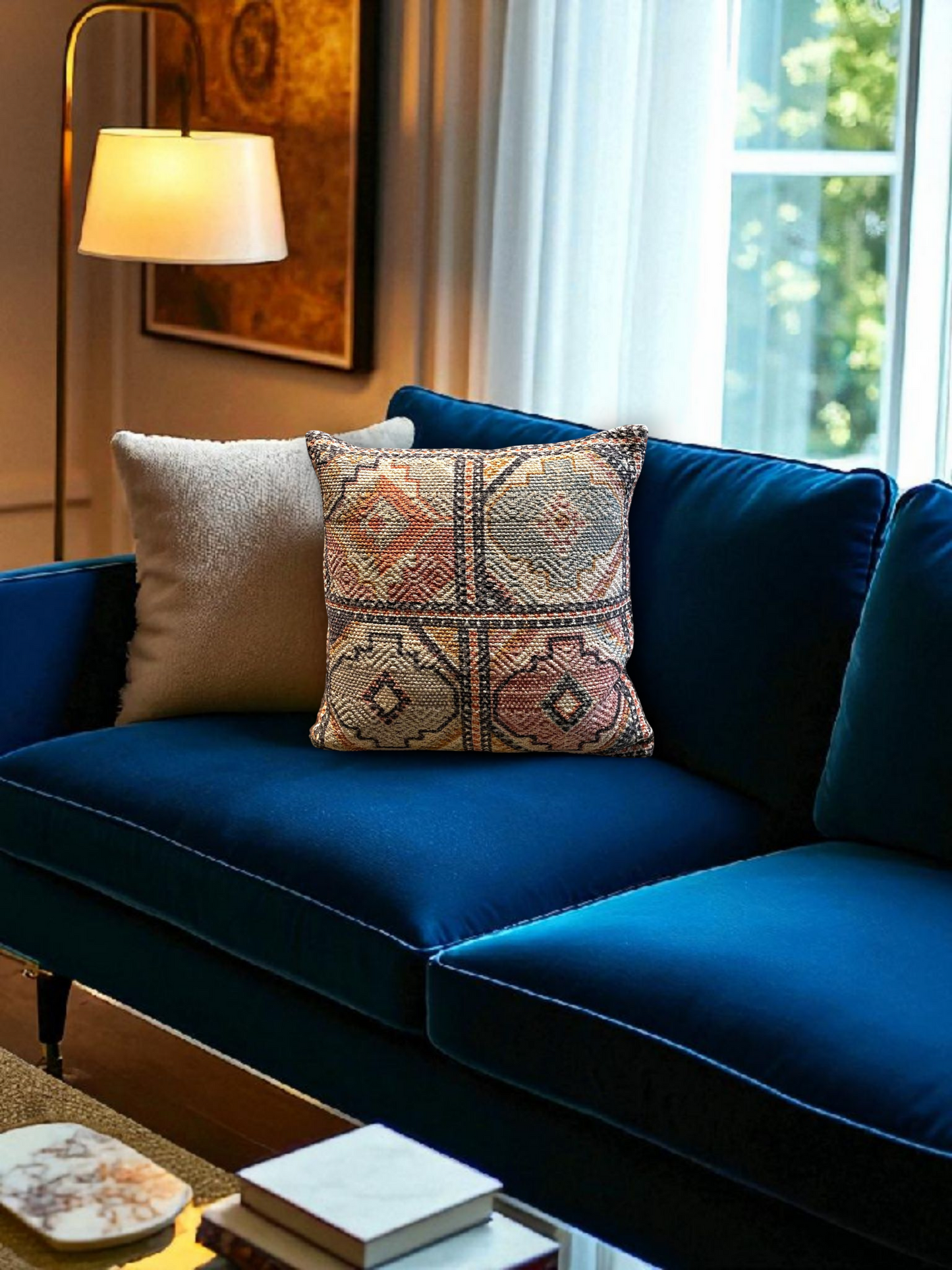 NORELLE EARTH CUSHION TERRACOTTA & MULTI 20 x 20 IN
