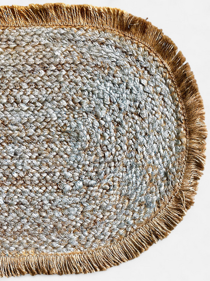 DUSKRA OVAL TABLE RUNNER SOFT SILVER 88 x 16 IN