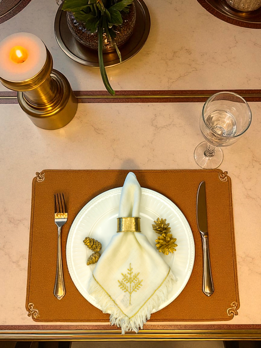 AURUM DINNER NAPKIN CREAM & GOLD (SET OF 4)
