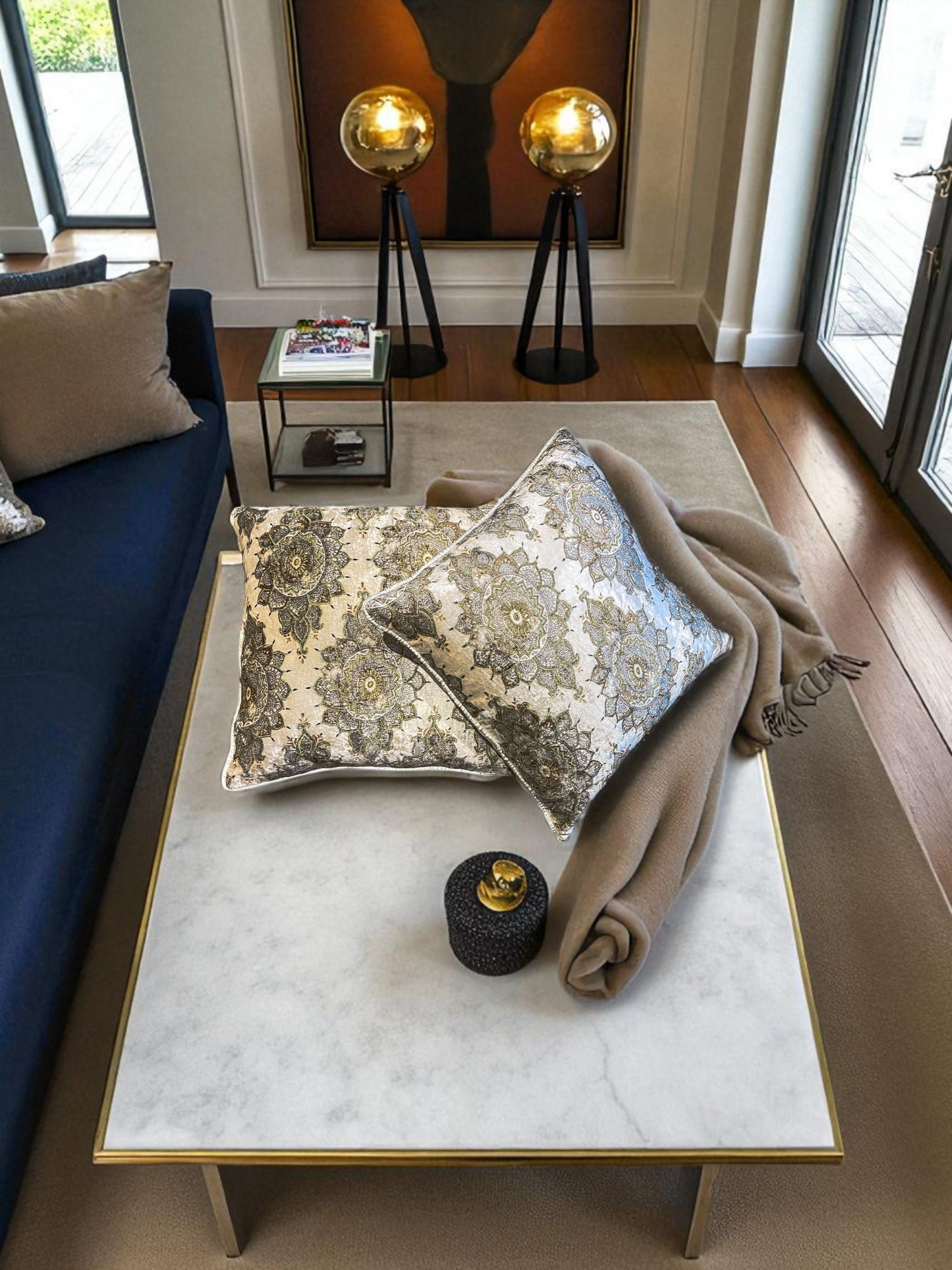 NIMAYA GOLD CUSHION PEARL 18 x 18 IN