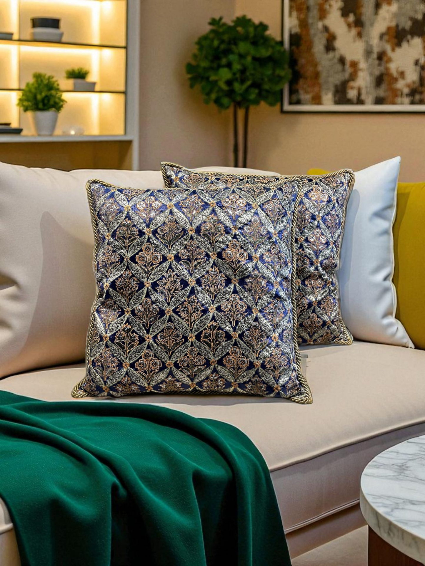 RUHANI CUSHION MULTI BLUE 20 x 20 IN