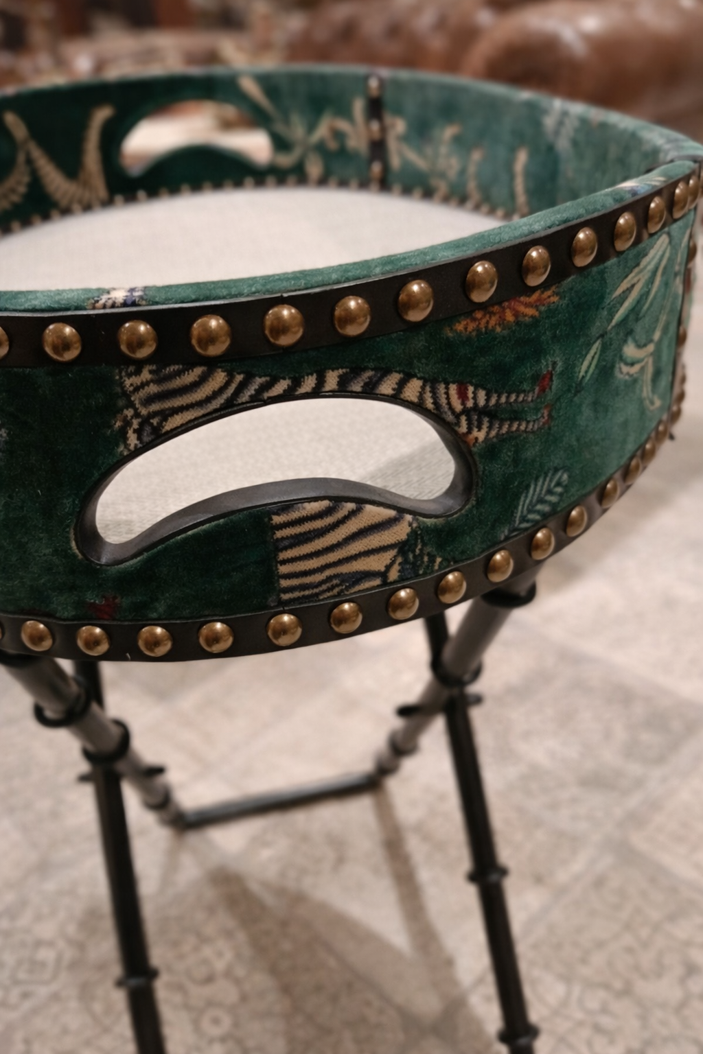 Green Velvet Leather Tray