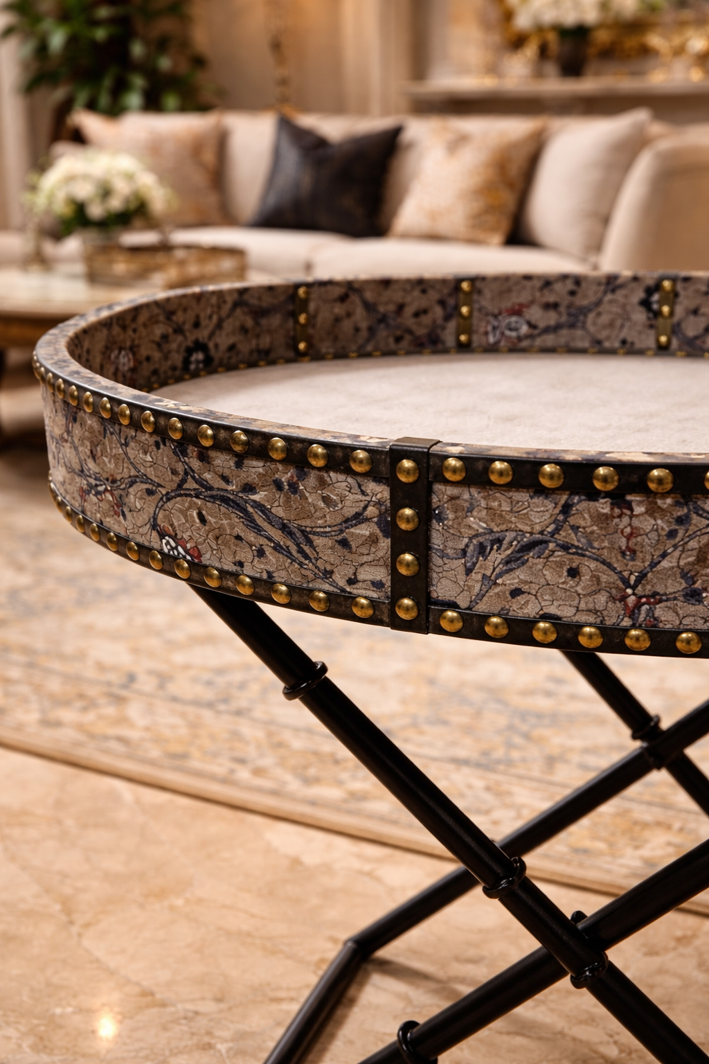 Grey Velvet Leather Tray