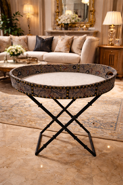 Grey Velvet Leather Tray