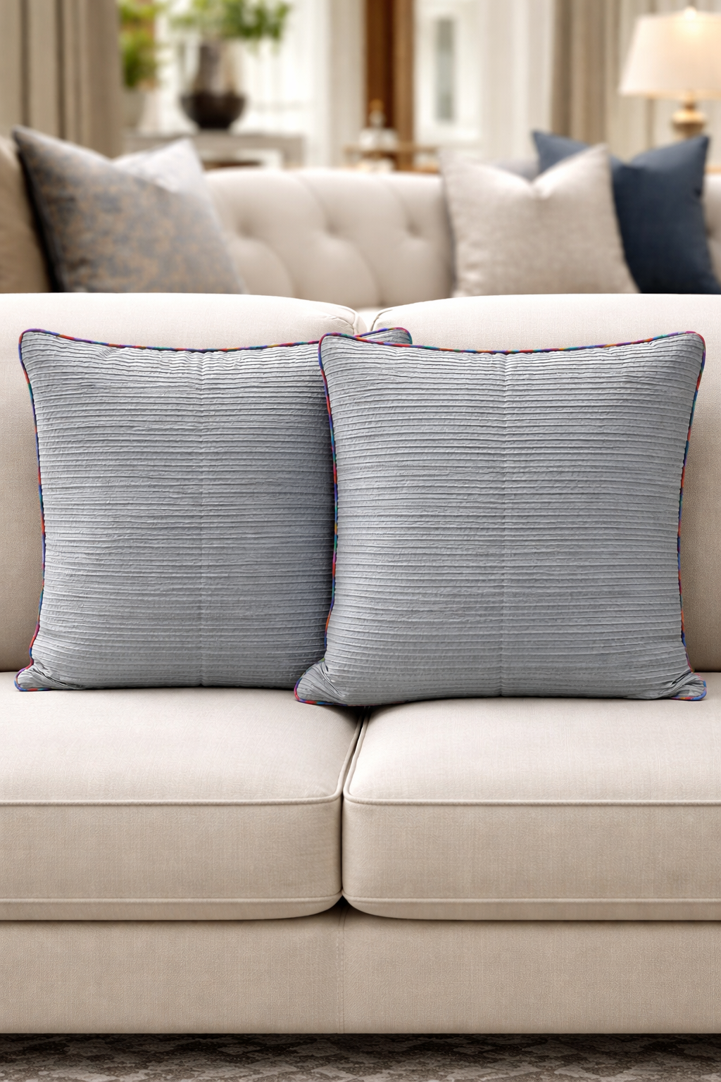 CHAMPAGNE MIST CUSHION 20 X 20 IN