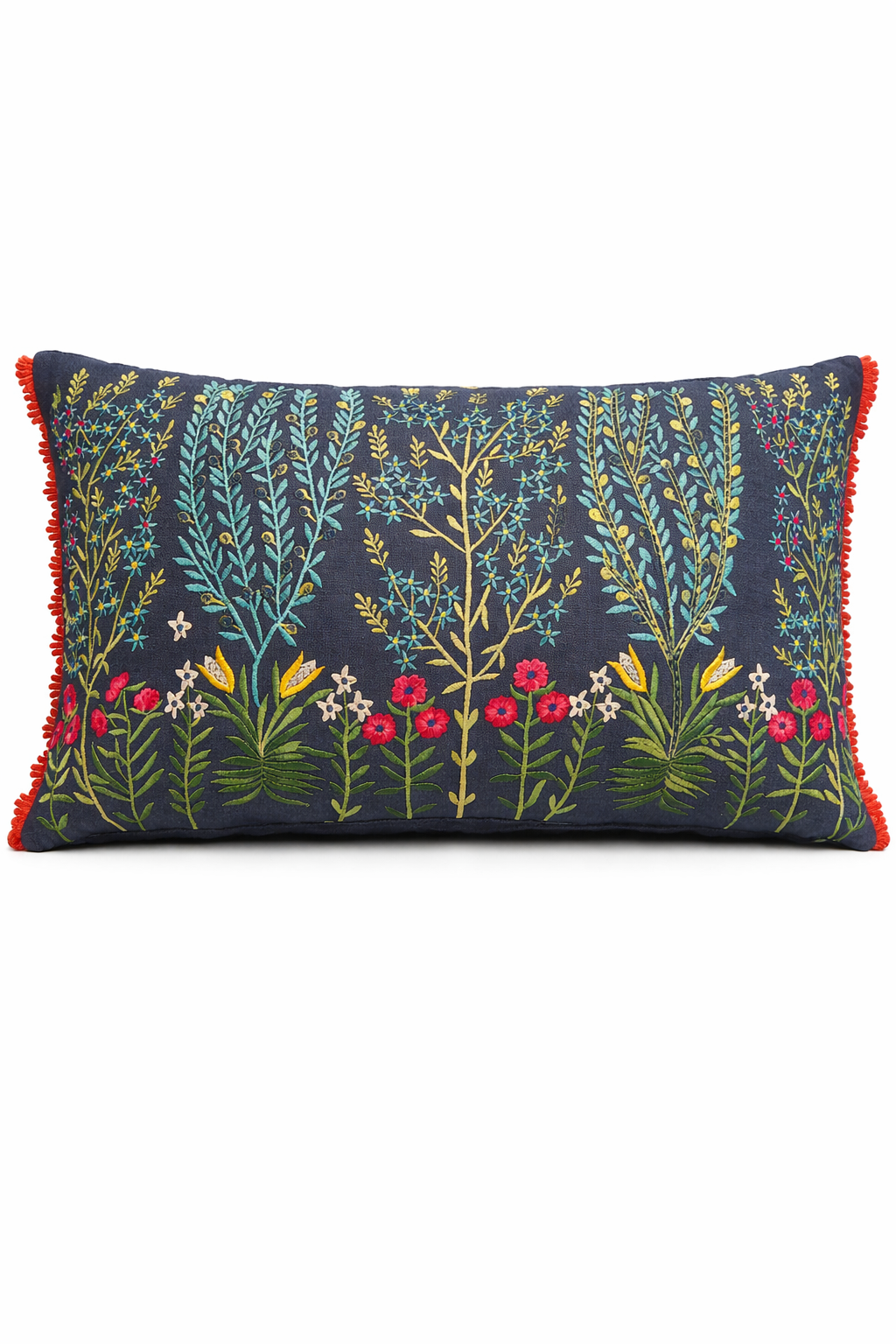 MIDNIGHT GARDEN BLOOM CUSHION 24 X 12 IN