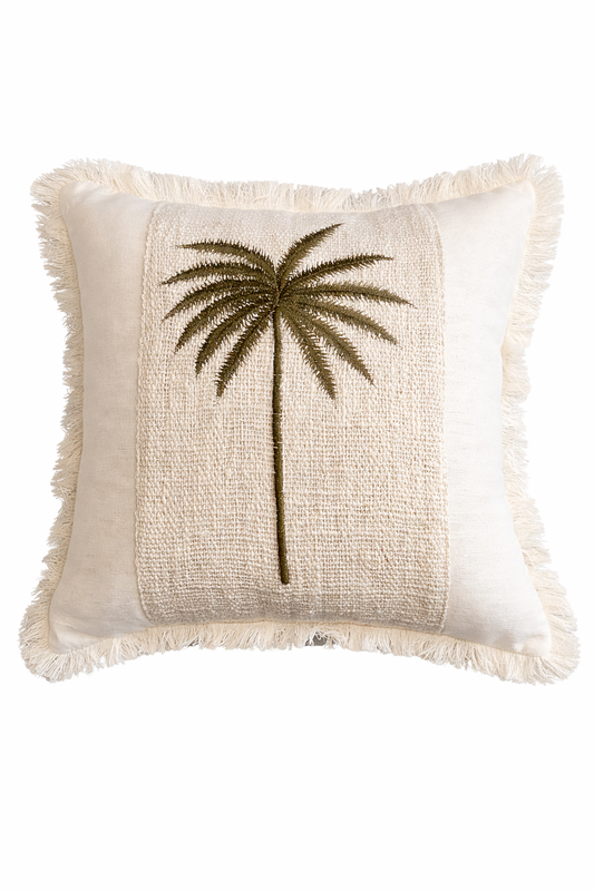 PALM BEACH DARK GREEN CUSHION 16X16 IN