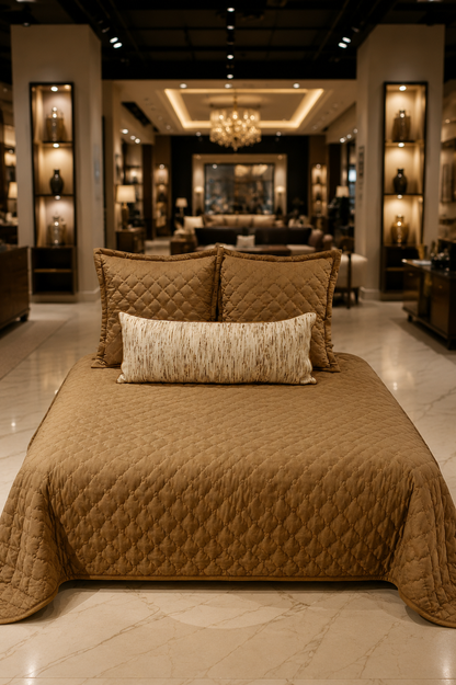 BROWN VELVET HALF BED COVER