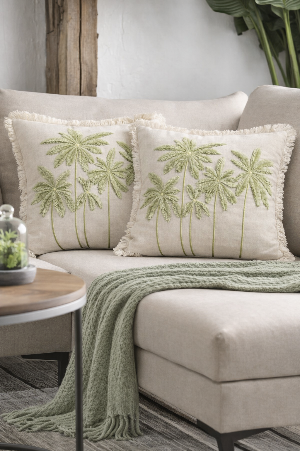 PALM BEACH GREEN CUSHION 20X20 IN