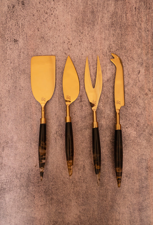 Amber Gold Cheese Knives (Set of 4)