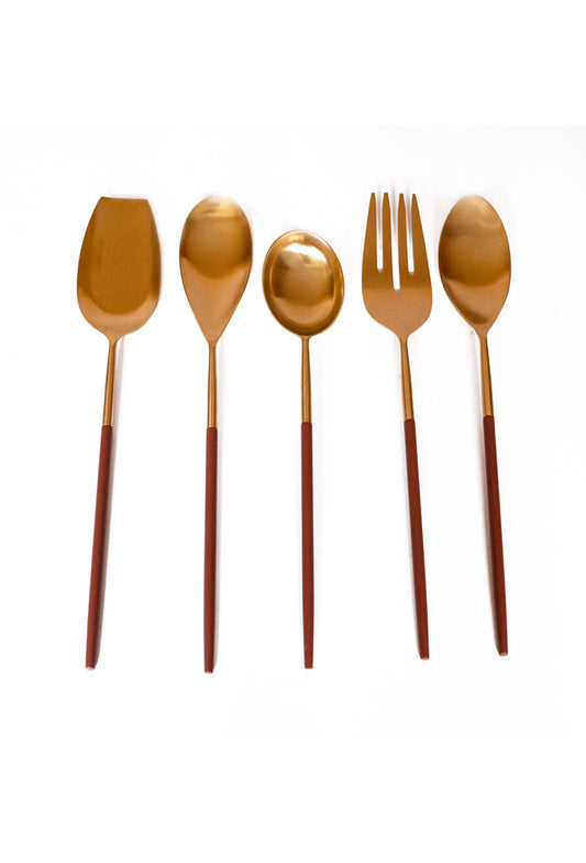 Milan Beige Gold Finish Servering (Set of 5)