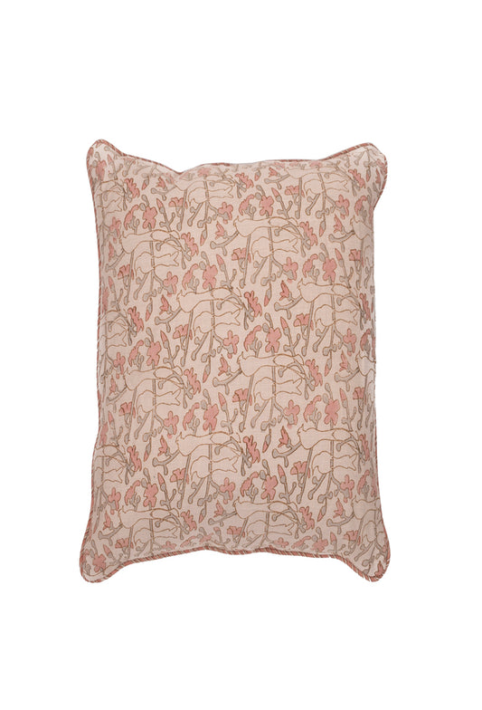 Pink Flower Linen Cushion