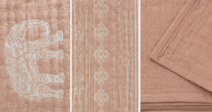 PEACH ELEPHANT BEDSPREAD 95X106 INCH