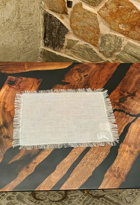 Grey Sea Leaf Motive Cocktail Napkin