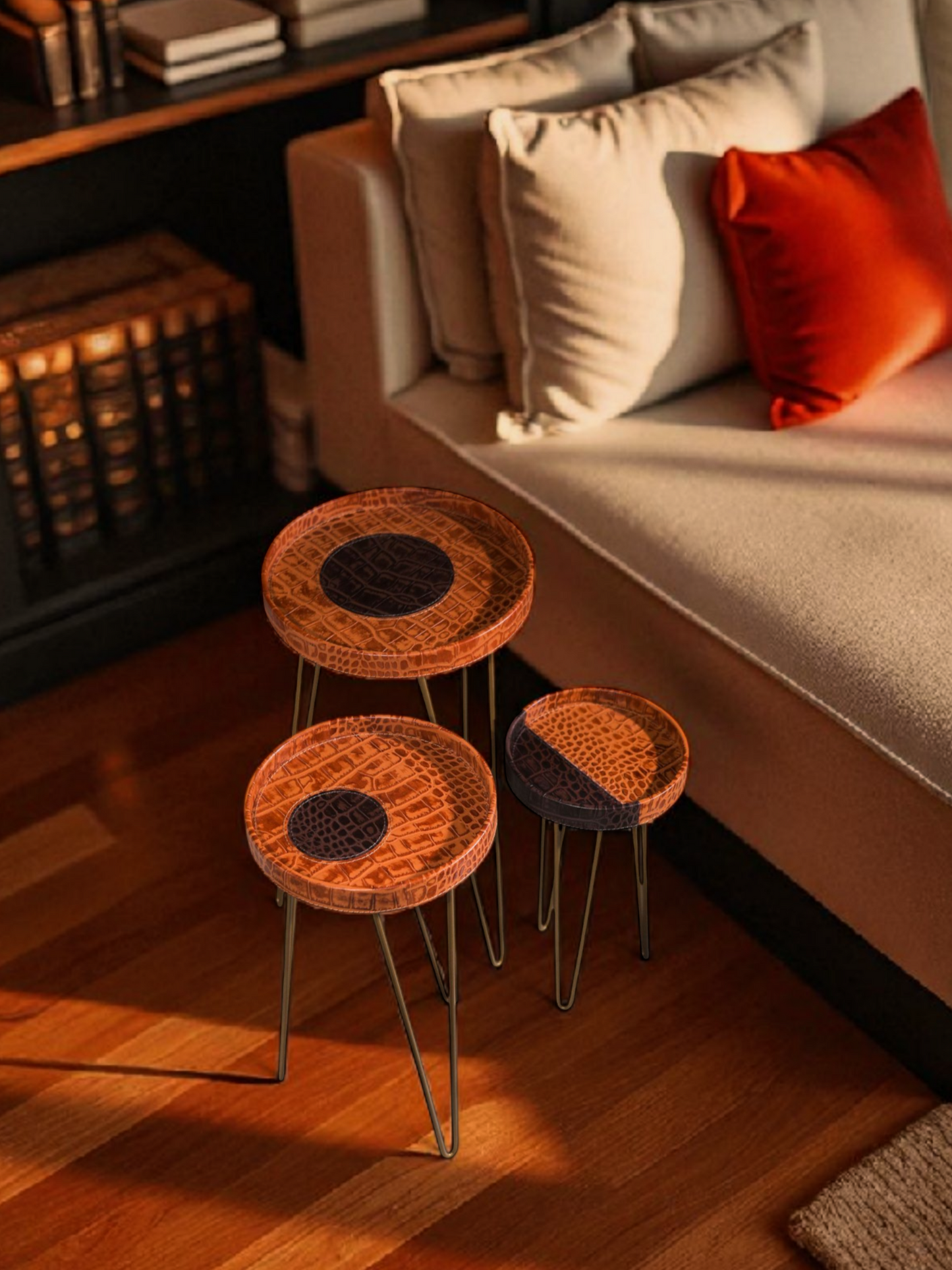 SUNSET LEATHER TRAY WITH STAND (SMALL)