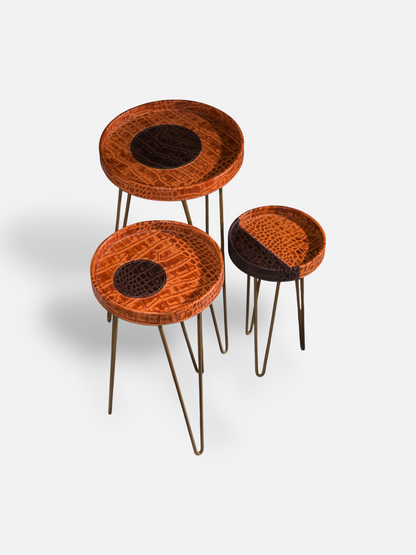 SUNSET LEATHER TRAY WITH STAND (MEDIUM)
