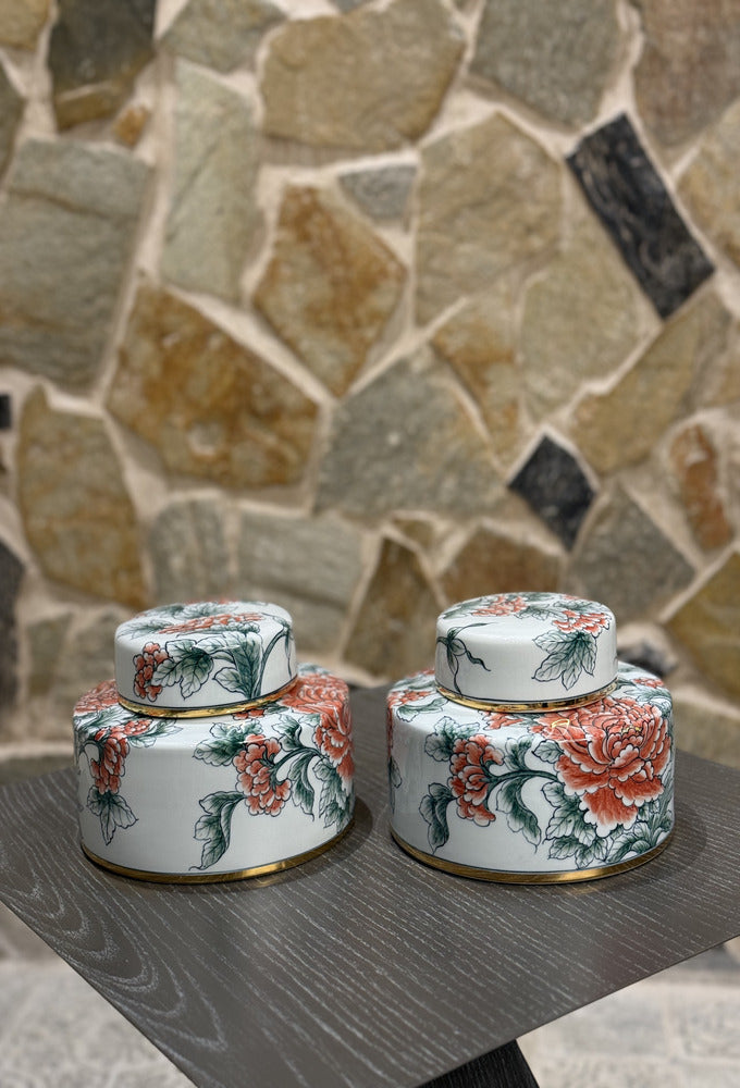 Red Blooming Jar (Set of 2)