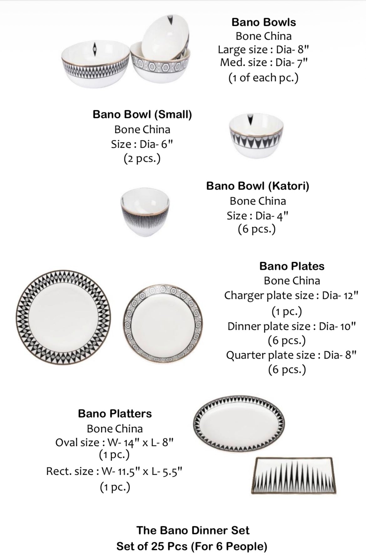 THE BANO COLLECTION DINNER SET (SET OF 25)