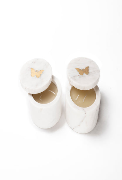 Marble Candle Jar With Butterfly Inlay