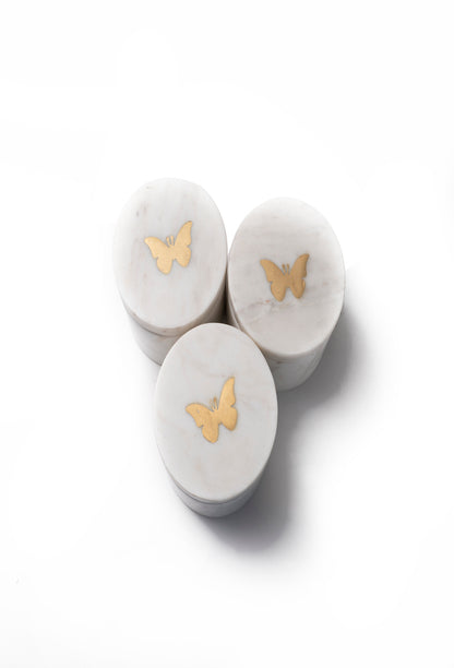 Marble Candle Jar With Butterfly Inlay
