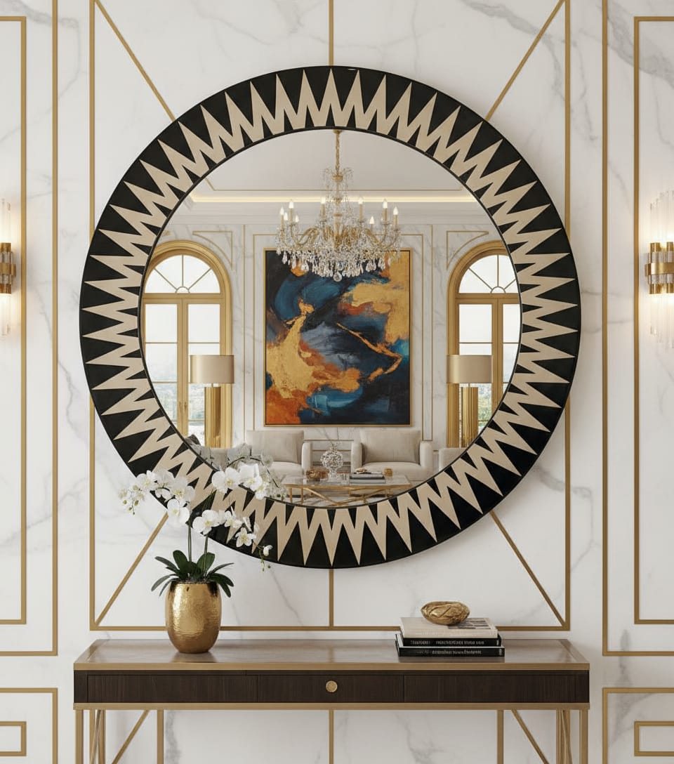 Monochrome Round Mirror
