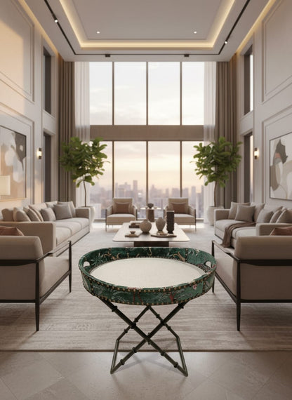 Green Velvet Leather Tray