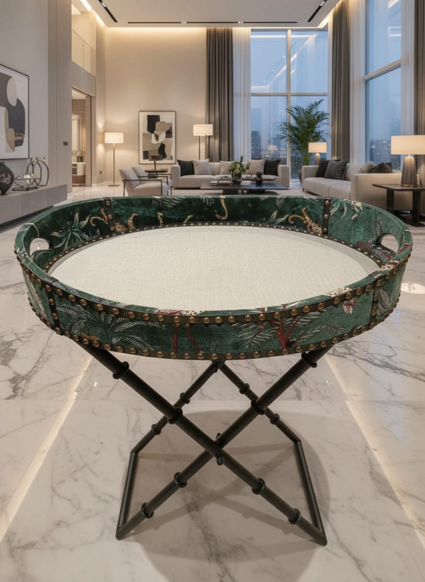 Green Velvet Leather Tray