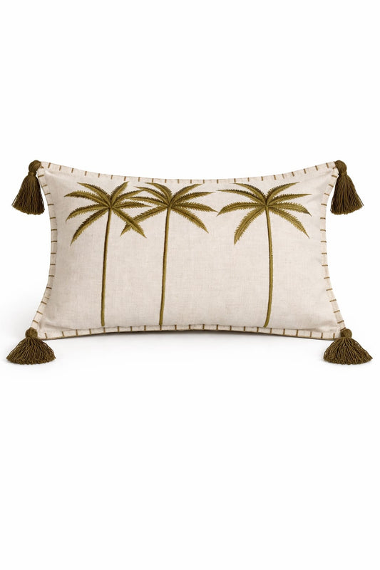 PALM BEACH DARK GREEN CUSHION 20X12 IN