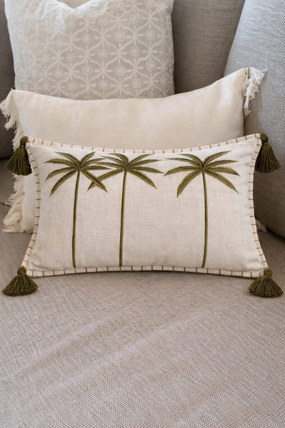 PALM BEACH DARK GREEN CUSHION 20X12 IN
