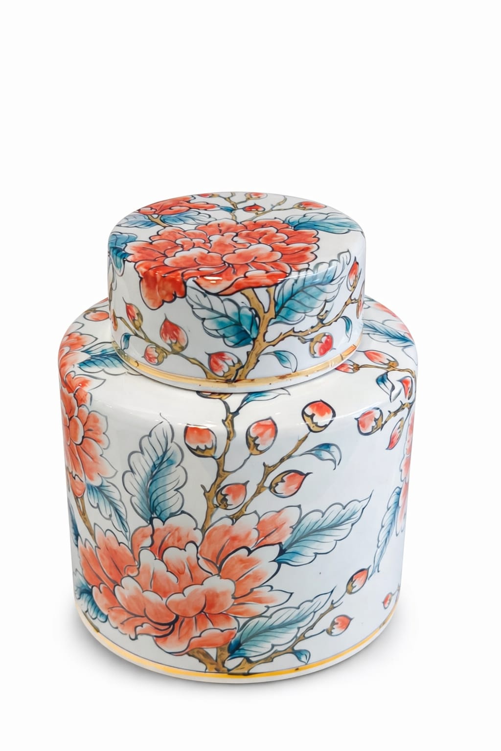 RED BLOSSOM JARS SET OF 2