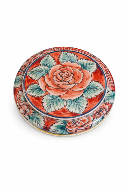 RED BLOSSOM JARS SET OF 2