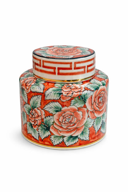 RED BLOSSOM JARS SET OF 2