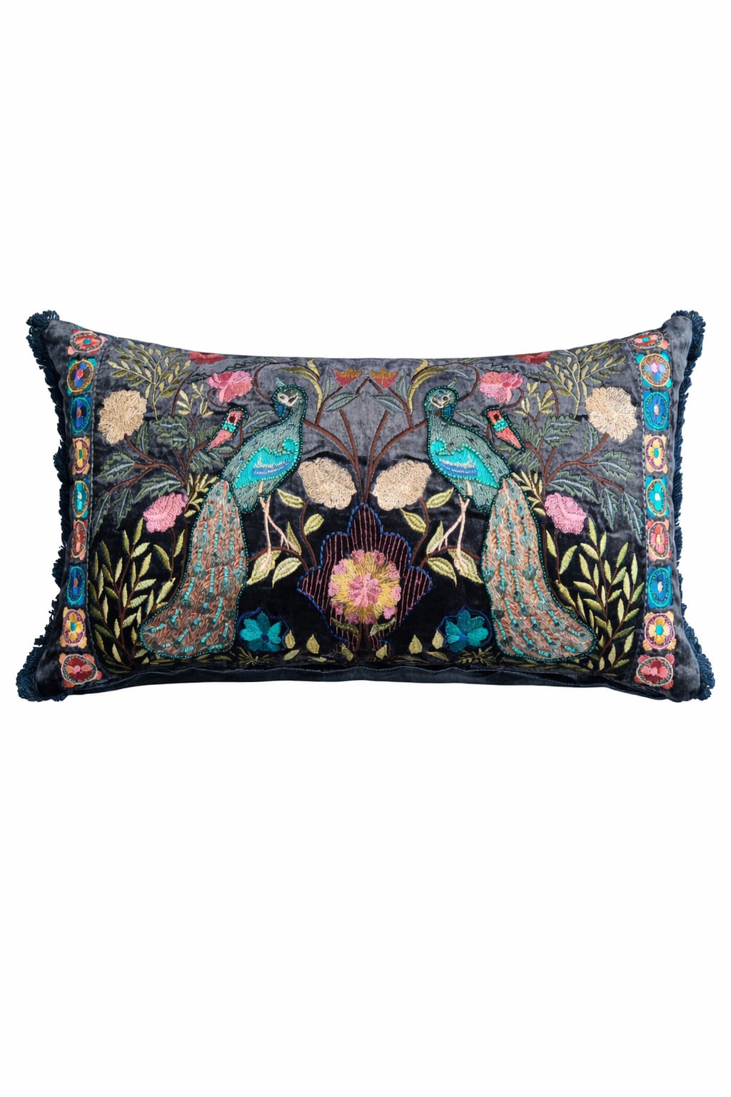 ROYAL PEACOCK GARDEN CUSHION 20 X 13 IN
