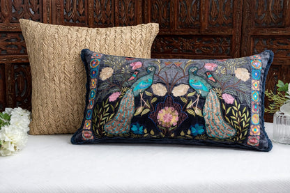 ROYAL PEACOCK GARDEN CUSHION 20 X 13 IN