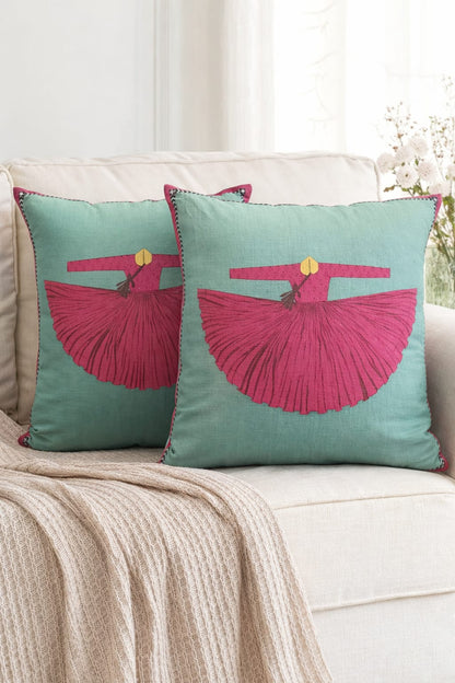 SAGE AND CRIMSON CHARM CUSHION 18 X 18 IN