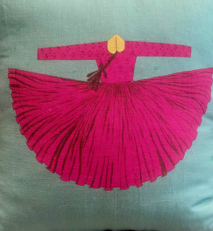 SAGE AND CRIMSON CHARM CUSHION 18 X 18 IN