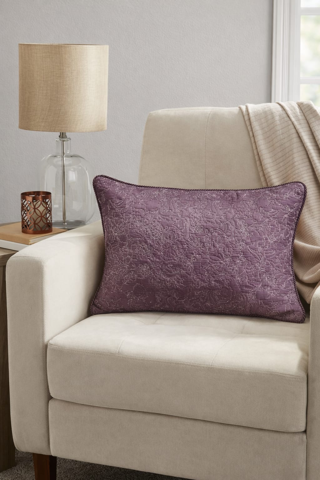 ROYAL PLUM HERITAGE CUSHION 20 X 14 IN