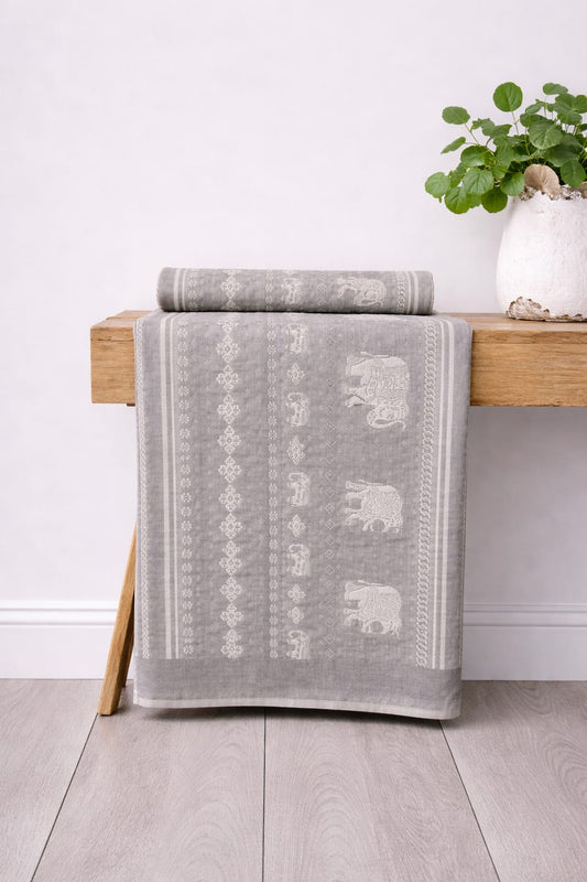 SLATE ELEPHANT BEDSPREAD 95X106 INCH