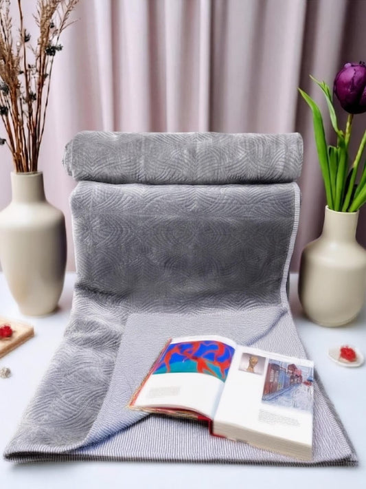 GREY VELVET BEDSPREAD WITH 2 CUSHION COVERS 90 x 108 INCH
