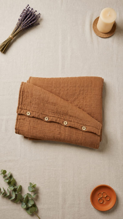 SOFT BED COVER RUST BROWN