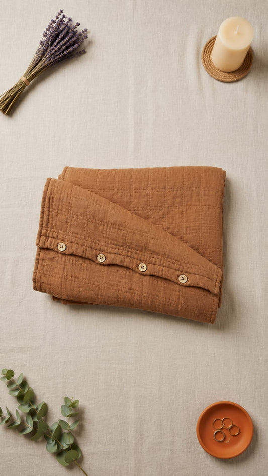 SOFT BED COVER RUST BROWN