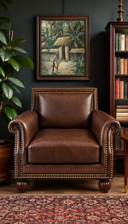 Boho Leather Arm Chair