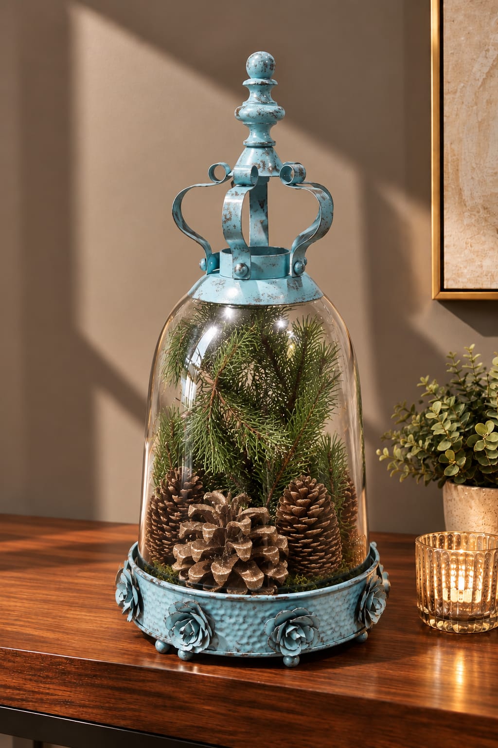 GLASS WITH PATINA FINISH